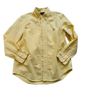 Ralph Lauren Yellow Oxford Button Down Shirt Long Sleeve Preppy Boys Size 7